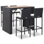 vidaXL Mesa y sillas bar jardín 5 pzas ratán sintético y madera negro