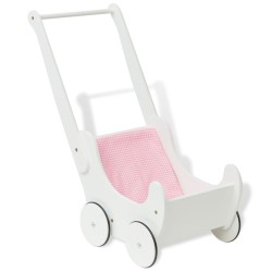 vidaXL Cochecito de muñecas madera 53x25,7x50 cm blanco