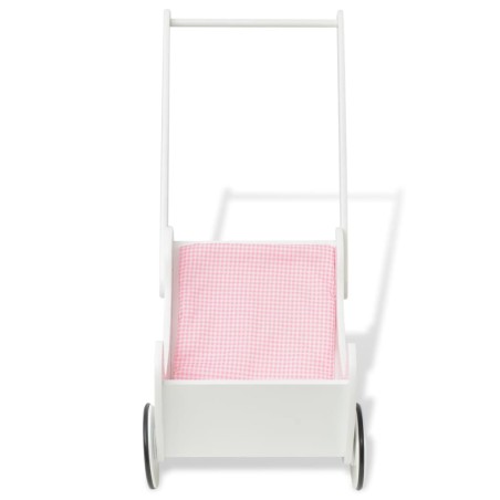 vidaXL Cochecito de muñecas madera 53x25,7x50 cm blanco