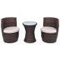 vidaXL Set mesa y sillas de jardín 3 pzas y cojines poli ratán marrón vidaXL Set mesa y sillas de jardín 3 pzas y cojines poli ratán marrón