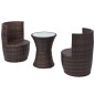 vidaXL Set mesa y sillas de jardín 3 pzas y cojines poli ratán marrón vidaXL Set mesa y sillas de jardín 3 pzas y cojines poli ratán marrón