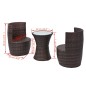 vidaXL Set mesa y sillas de jardín 3 pzas y cojines poli ratán marrón vidaXL Set mesa y sillas de jardín 3 pzas y cojines poli ratán marrón