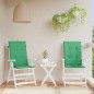 vidaXL Cojín silla de jardín respaldo alto 2 uds tela verde 120x50x3cm