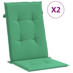 vidaXL Cojín silla de jardín respaldo alto 2 uds tela verde 120x50x3cm