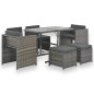 vidaXL Set de comedor de jardín 7 pzs y cojines ratán sintético gris