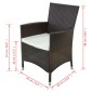 vidaXL Set comedor de jardín 11 pzas y cojines ratán sintético marrón