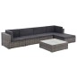 vidaXL Set de muebles de jardín 6 pzas y cojines ratán sintético gris vidaXL Set de muebles de jardín 6 pzas y cojines ratán sintético gris