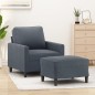 vidaXL Sillón con taburete terciopelo gris oscuro 60 cm vidaXL Sillón con taburete terciopelo gris oscuro 60 cm