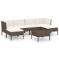 vidaXL Set muebles de jardín 7 pzas y cojines ratán sintético marrón