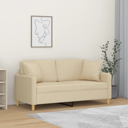 vidaXL Sofá de 2 plazas con cojines tela color crema 140 cm