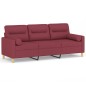 vidaXL Sofá de 3 plazas con cojines tela rojo tinto 180 cm vidaXL Sofá de 3 plazas con cojines tela rojo tinto 180 cm