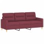 vidaXL Sofá de 3 plazas con cojines tela rojo tinto 180 cm vidaXL Sofá de 3 plazas con cojines tela rojo tinto 180 cm