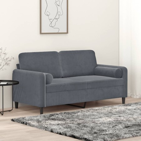 vidaXL Sofá de 2 plazas con cojines terciopelo gris oscuro 140 cm