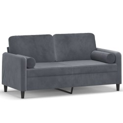 vidaXL Sofá de 2 plazas con cojines terciopelo gris oscuro 140 cm