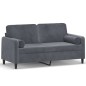vidaXL Sofá de 2 plazas con cojines terciopelo gris oscuro 140 cm vidaXL Sofá de 2 plazas con cojines terciopelo gris oscuro 140 cm