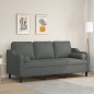 vidaXL Sofá de 3 plazas con cojines tela gris oscuro 180 cm vidaXL Sofá de 3 plazas con cojines tela gris oscuro 180 cm