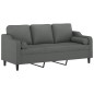 vidaXL Sofá de 3 plazas con cojines tela gris oscuro 180 cm vidaXL Sofá de 3 plazas con cojines tela gris oscuro 180 cm