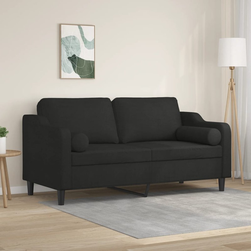 vidaXL Sofá de 2 plazas con cojines tela negro 140 cm vidaXL Sofá de 2 plazas con cojines tela negro 140 cm