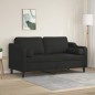 vidaXL Sofá de 2 plazas con cojines tela negro 140 cm vidaXL Sofá de 2 plazas con cojines tela negro 140 cm