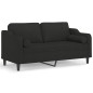 vidaXL Sofá de 2 plazas con cojines tela negro 140 cm vidaXL Sofá de 2 plazas con cojines tela negro 140 cm