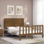 vidaXL Estructura de cama matrimonio con cabecero madera marrón miel