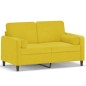 vidaXL Sofá de 2 plazas con cojines terciopelo amarillo 120 cm vidaXL Sofá de 2 plazas con cojines terciopelo amarillo 120 cm