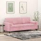 vidaXL Sofá de 3 plazas con cojines terciopelo rosa 180 cm vidaXL Sofá de 3 plazas con cojines terciopelo rosa 180 cm