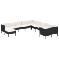 vidaXL Set de muebles de jardín 11 pzas cojines ratán sintético negro vidaXL Set de muebles de jardín 11 pzas cojines ratán sintético negro