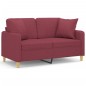 vidaXL Sofá de 2 plazas con cojines tela rojo tinto 120 cm vidaXL Sofá de 2 plazas con cojines tela rojo tinto 120 cm