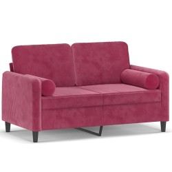 vidaXL Sofá de 2 plazas con cojines terciopelo rojo tinto 120 cm