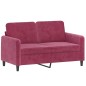 vidaXL Sofá de 2 plazas con cojines terciopelo rojo tinto 120 cm vidaXL Sofá de 2 plazas con cojines terciopelo rojo tinto 120 cm