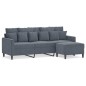 vidaXL Sofá de 3 plazas con taburete de terciopelo gris oscuro 180 cm