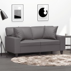 vidaXL Sofá de 2 plazas con cojines cuero sintético gris 120 cm