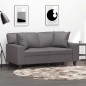 vidaXL Sofá de 2 plazas con cojines cuero sintético gris 120 cm vidaXL Sofá de 2 plazas con cojines cuero sintético gris 120 cm