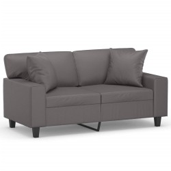 vidaXL Sofá de 2 plazas con cojines cuero sintético gris 120 cm
