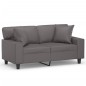 vidaXL Sofá de 2 plazas con cojines cuero sintético gris 120 cm vidaXL Sofá de 2 plazas con cojines cuero sintético gris 120 cm