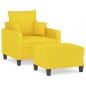 vidaXL Sillón con taburete tela amarillo claro 60 cm vidaXL Sillón con taburete tela amarillo claro 60 cm