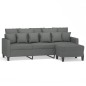 vidaXL Sofá de 3 plazas con taburete de tela gris oscuro 180 cm vidaXL Sofá de 3 plazas con taburete de tela gris oscuro 180 cm