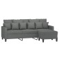 vidaXL Sofá de 3 plazas con taburete de tela gris oscuro 180 cm vidaXL Sofá de 3 plazas con taburete de tela gris oscuro 180 cm