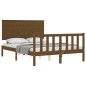 vidaXL Estructura de cama matrimonio con cabecero madera marrón miel