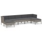vidaXL Set de muebles de jardín 7 pzas y cojines ratán sintético gris
