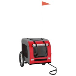 vidaXL Remolque de bicicleta mascotas hierro tela Oxford rojo gris