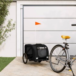 vidaXL Remolque de bicicleta mascotas hierro tela Oxford negro
