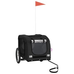 vidaXL Remolque de bicicleta mascotas hierro tela Oxford negro