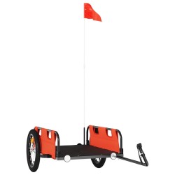 vidaXL Remolque para bicicletas hierro y tela Oxford naranja