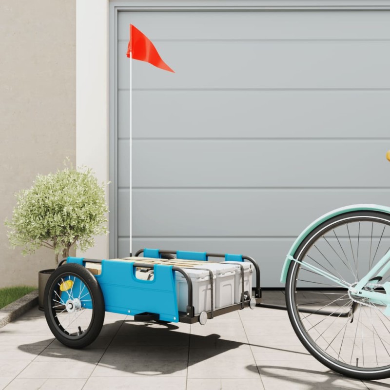 vidaXL Remolque para bicicletas hierro y tela Oxford azul vidaXL Remolque para bicicletas hierro y tela Oxford azul