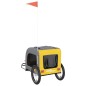 vidaXL Remolque de bicicleta mascotas hierro tela Oxford amarillo gris