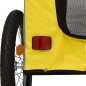 vidaXL Remolque de bicicleta mascotas hierro tela Oxford amarillo gris