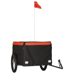 vidaXL Remolque para bicicleta hierro negro y naranja 45 kg