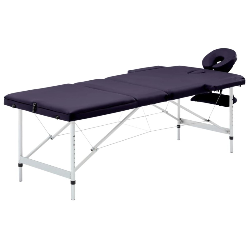 vidaXL Camilla de masaje plegable 3 zonas aluminio morado vidaXL Camilla de masaje plegable 3 zonas aluminio morado